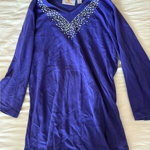 Elegant Blue Women's Top with Embellishments